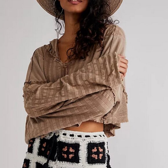 Free People We The Free Aries Hoodie Dropped Dolman Sleeve Cropped Top XL - Picture 3 of 11